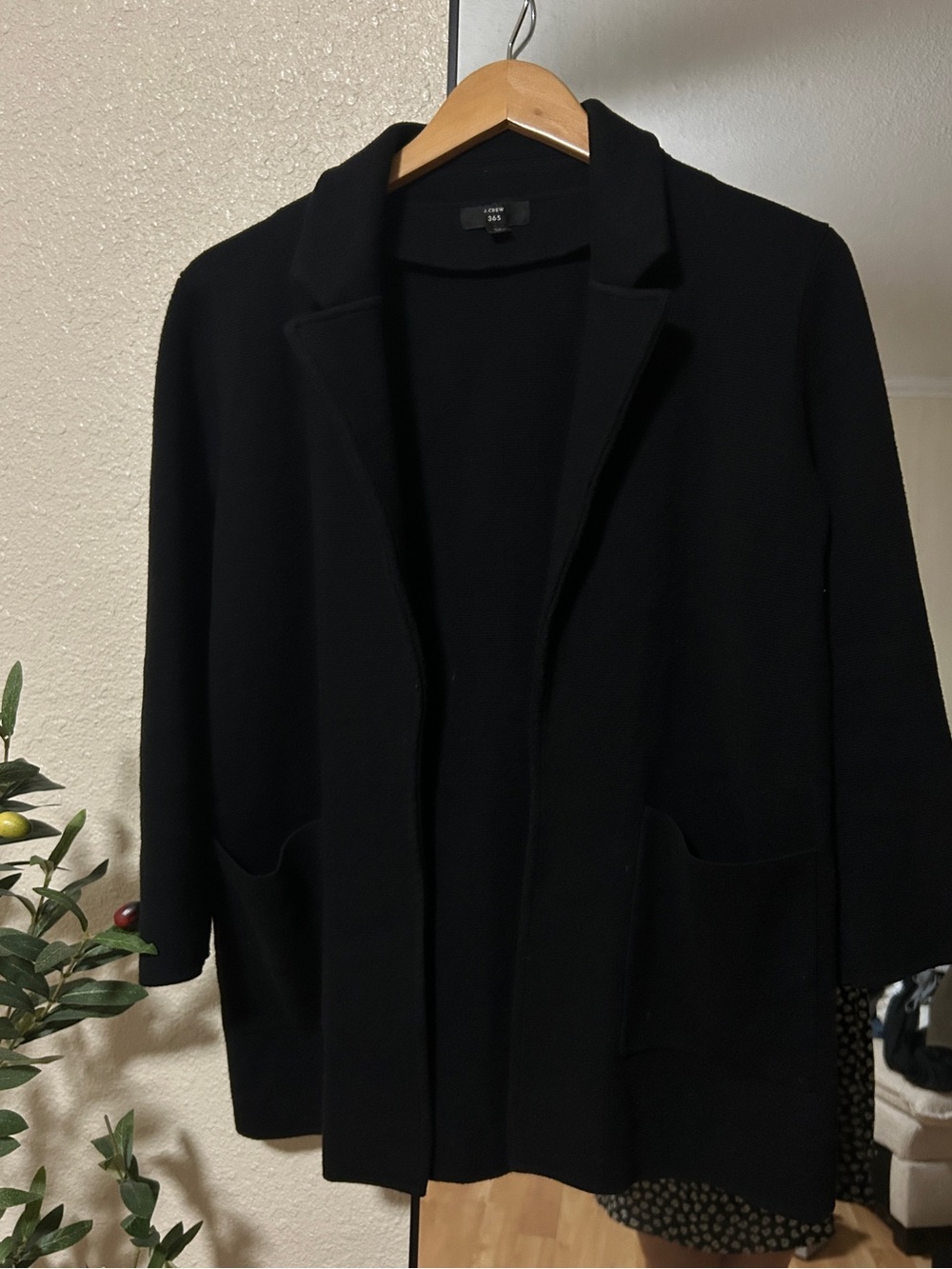 J Crew Black Open-Front Coat (fits like small)
